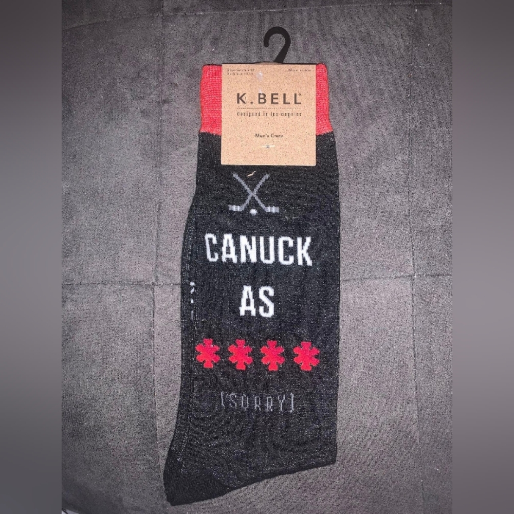 Canuck as F*** Men Crew Sock Kbell 10-13 Pride